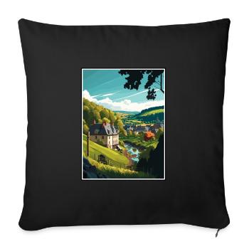 Ardennes France Vintage voyage affiche WPA Souvenir - Housse de coussin décorative 45 x 45 cm - noir - Devant