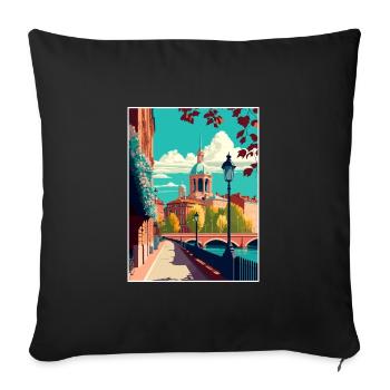 Toulouse Decoration France Vintage Travel Poster - Sofa pillowcase 17,3'' x 17,3'' (45 x 45 cm) - black - Front