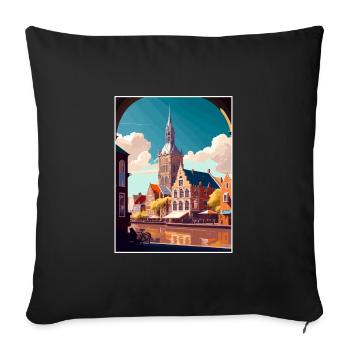 Haarlem Netherlands Vintage Travel Poster Souvenir - Sofa pillowcase 17,3'' x 17,3'' (45 x 45 cm) - black - Front
