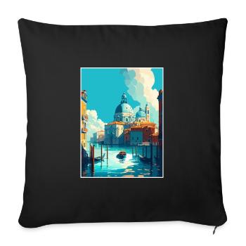 Venise Italie Décoration St Mark S Square Souvenir - Housse de coussin décorative 45 x 45 cm - noir - Devant