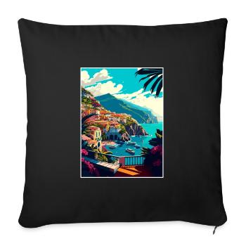 Amalfi Italie Décoration Vintage Voyage Affiche WPA - Housse de coussin décorative 45 x 45 cm - noir - Devant