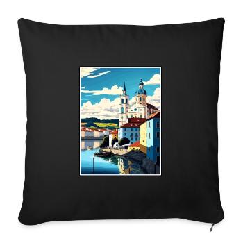 Passau Germany Vintage Travel Poster WPA Souvenir - Sofa pillowcase 17,3'' x 17,3'' (45 x 45 cm) - black - Front