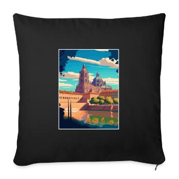 Salamanque Espagne Vintage voyage affiche WPA Souvenir - Housse de coussin décorative 45 x 45 cm - noir - Devant