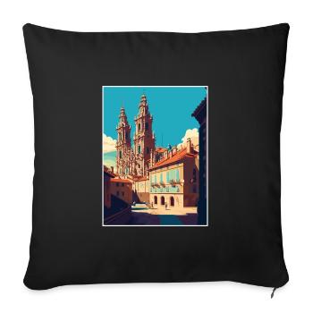 Santiago De Compostela Spain Vintage Travel Poster - Sofa pillowcase 17,3'' x 17,3'' (45 x 45 cm) - black - Front