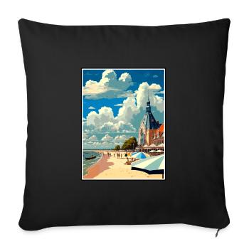 Rostock Germany Vintage Travel Poster WPA Souvenir - Sofa pillowcase 17,3'' x 17,3'' (45 x 45 cm) - black - Front