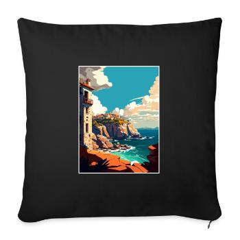 Galice Espagne Vintage voyage affiche WPA Souvenir - Housse de coussin décorative 45 x 45 cm - noir - Devant