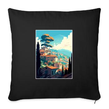 Grasse France Vintage voyage affiche WPA Souvenir - Housse de coussin décorative 45 x 45 cm - noir - Devant