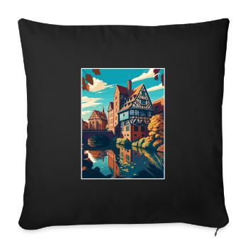 Nuremberg Decoration Germany Vintage Travel Poster - Sofa pillowcase 17,3'' x 17,3'' (45 x 45 cm) - black - Front