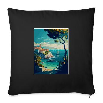 Antibes France Vintage Voyage Affiche WPA Souvenir - Housse de coussin décorative 45 x 45 cm - noir - Devant