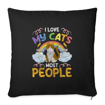 Cat Lovers Cat Owners Cuddle - Sofa pillowcase 17,3'' x 17,3'' (45 x 45 cm) - black - Front