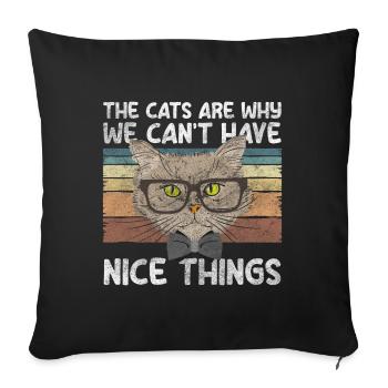 Cats, Internet, Meow, Cat Hair - Sofa pillowcase 17,3'' x 17,3'' (45 x 45 cm) - black - Front