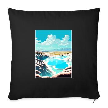Pamukkale Decoration Vintage Travel Poster WPA Art - Sofa pillowcase 17,3'' x 17,3'' (45 x 45 cm) - black - Front