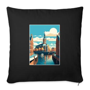 Hambourg Allemagne Vintage voyage affiche WPA Souvenir - Housse de coussin décorative 45 x 45 cm - noir - Devant