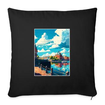Gothenburg Sweden Vintage Travel Poster Souvenir - Sofa pillowcase 17,3'' x 17,3'' (45 x 45 cm) - black - Front