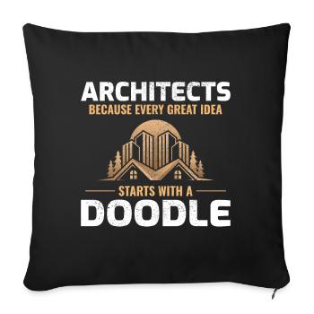 Architect Doodles Interior Design Innovation Funny - Sofa pillowcase 17,3'' x 17,3'' (45 x 45 cm) - black - Front