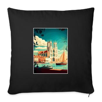 La Rochelle France Vintage Travel Poster Souvenir - Sofa pillowcase 17,3'' x 17,3'' (45 x 45 cm) - black - Front