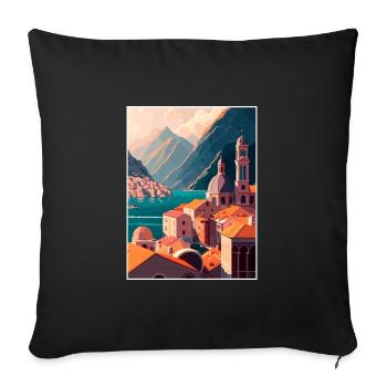 Kotor Monténégro Vintage voyage affiche Souvenir - Housse de coussin décorative 45 x 45 cm - noir - Devant