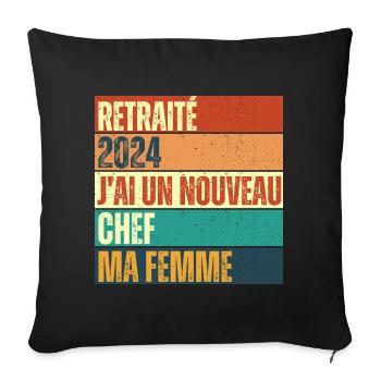 Retraité 2024 humour retraite cadeau pour retraité - Housse de coussin décorative 45 x 45 cm - noir - Devant