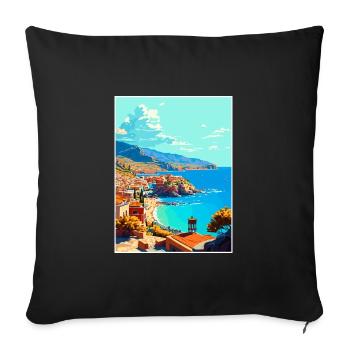 Crète Grèce Décoration Vintage Voyage Affiche WPA - Housse de coussin décorative 45 x 45 cm - noir - Devant