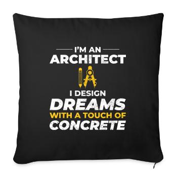 Rêve d’architecte Conception en béton Construction - Housse de coussin décorative 45 x 45 cm - noir - Devant