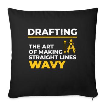 Architect Drafting Wavy Lines Construction Funny - Sofa pillowcase 17,3'' x 17,3'' (45 x 45 cm) - black - Front