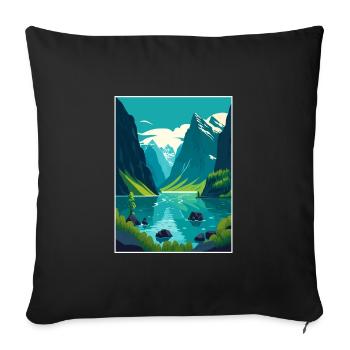 The Fjords Norway Norwegian Mountains Scandinavian - Sofa pillowcase 17,3'' x 17,3'' (45 x 45 cm) - black - Front