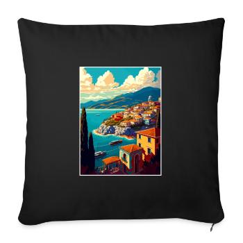 Kavala Grèce Décoration Vintage Voyage Affiche WPA - Housse de coussin décorative 45 x 45 cm - noir - Devant