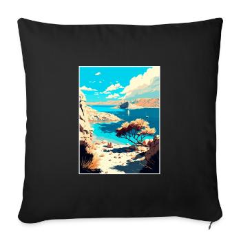 Insel Pag Kroatien Vintage Reiseposter Souvenir - Sofakissenbezug 45 x 45 cm - Schwarz - Vorne