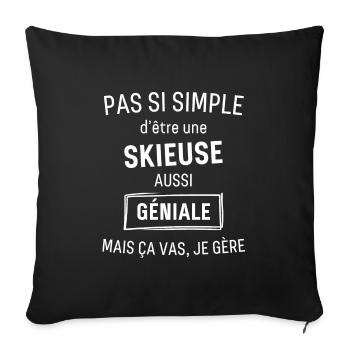 Skieuse Géniale - Housse de coussin décorative 45 x 45 cm - noir - Devant