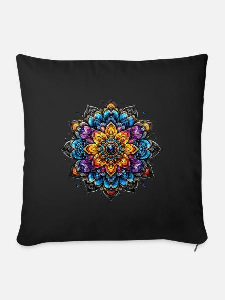 Mandala Harmony like a flower - Sofakissenbezug 45 x 45 cm - Schwarz