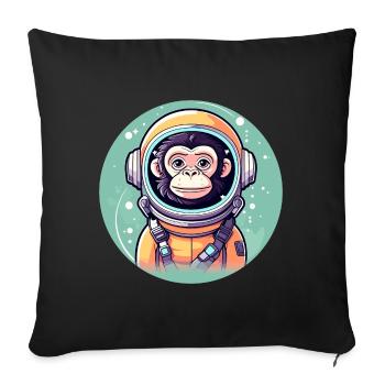 Monkey Astronaut Illustration - Sofa pillowcase 17,3'' x 17,3'' (45 x 45 cm) - black - Front
