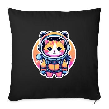 Cat Astronaut Illustration - Sofa pillowcase 17,3'' x 17,3'' (45 x 45 cm) - black - Front