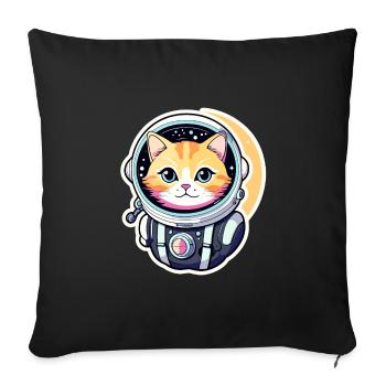 Cat Astronaut Illustration - Sofa pillowcase 17,3'' x 17,3'' (45 x 45 cm) - black - Front