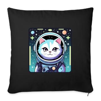 Cat Astronaut Illustration - Sofa pillowcase 17,3'' x 17,3'' (45 x 45 cm) - black - Front