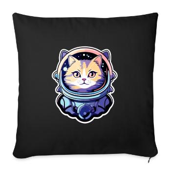 Cat Astronaut Illustration - Sofa pillowcase 17,3'' x 17,3'' (45 x 45 cm) - black - Front