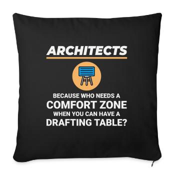 Architect Drafting Table Construction Architecture - Sofa pillowcase 17,3'' x 17,3'' (45 x 45 cm) - black - Front