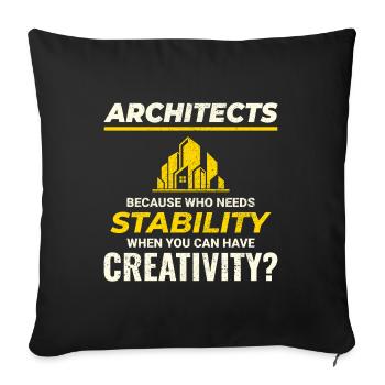 🏰 Architectes : Privilégiez la créativité à la stabilité ! - Housse de coussin décorative 45 x 45 cm - noir - Devant