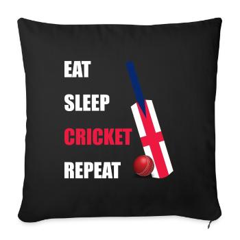 Eat Sleep Cricket Repeat England Flag Cricket Bat - Sofa pillowcase 17,3'' x 17,3'' (45 x 45 cm) - black - Front