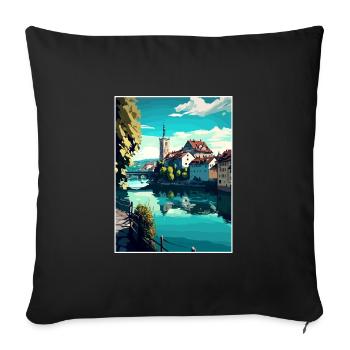 Schaffhouse Suisse Vintage Affiche de voyage WPA - Housse de coussin décorative 45 x 45 cm - noir - Devant