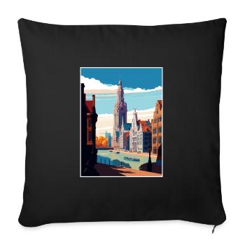 Antwerp Belgium Vintage Travel Poster WPA Souvenir - Sofa pillowcase 17,3'' x 17,3'' (45 x 45 cm) - black - Front