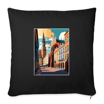 Cracovie Pologne Vintage voyage affiche WPA Souvenir - Housse de coussin décorative 45 x 45 cm - noir - Devant