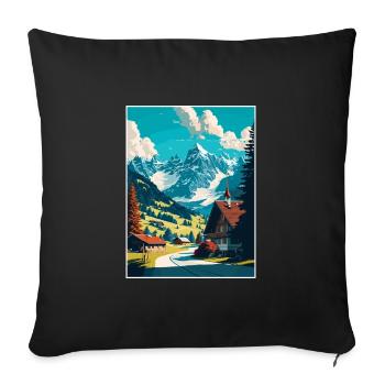 Gstaad Switzerland Vintage Travel Poster Souvenir - Sofa pillowcase 17,3'' x 17,3'' (45 x 45 cm) - black - Front