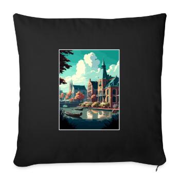 Zwolle Netherlands Vintage Travel Poster Souvenir - Sofa pillowcase 17,3'' x 17,3'' (45 x 45 cm) - black - Front