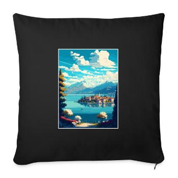 Lago Maggiore Schweiz Vintage Reiseposter - Sofakissenbezug 45 x 45 cm - Schwarz - Vorne