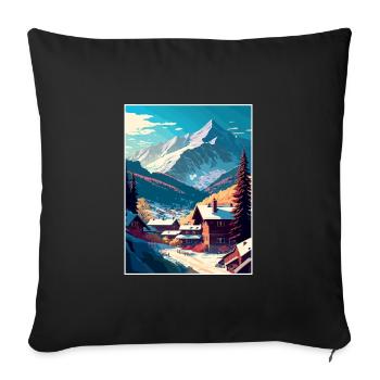 Seefeld Autriche Vintage voyage affiche WPA Souvenir - Housse de coussin décorative 45 x 45 cm - noir - Devant