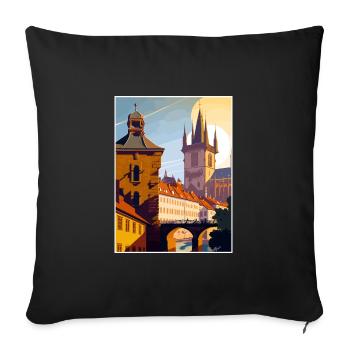 Prague Czech Republic Vintage Travel Poster WPA - Sofa pillowcase 17,3'' x 17,3'' (45 x 45 cm) - black - Front