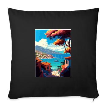 Lefkada Griechenland Dekoration Vintage Reise Poster - Sofakissenbezug 45 x 45 cm - Schwarz - Vorne