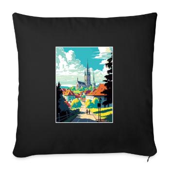 Tabor République tchèque Vintage voyage affiche WPA Art - Housse de coussin décorative 45 x 45 cm - noir - Devant