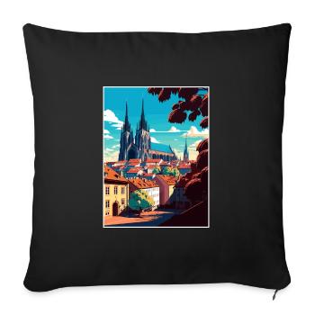 Brno République tchèque Vintage voyage affiche Souvenir - Housse de coussin décorative 45 x 45 cm - noir - Devant
