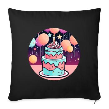 Birthday Cake Illustration - Sofa pillowcase 17,3'' x 17,3'' (45 x 45 cm) - black - Front